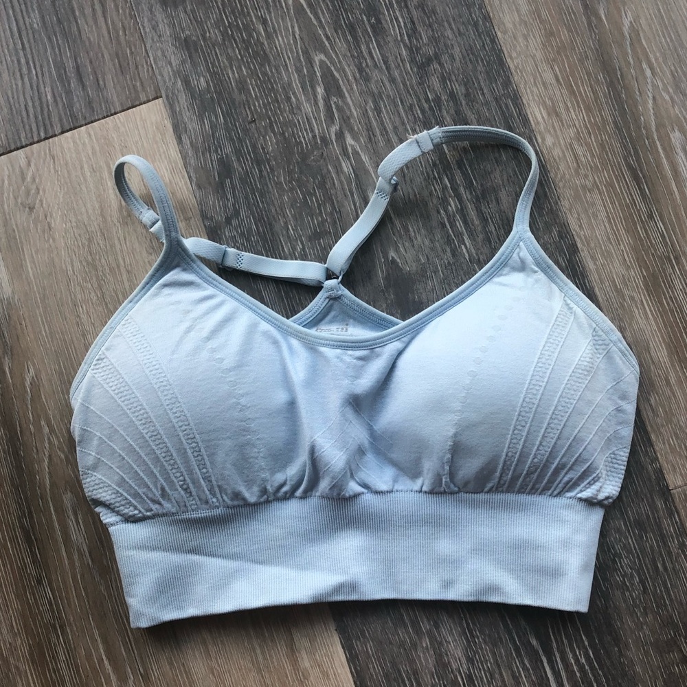 Light Blue Longline Sports Bra
